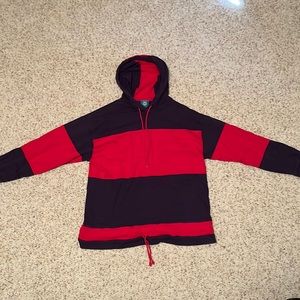 ✅ VINTAGE “On Your Mark” 90s Rugby Style Long Sleeve Hoodie Hooded Sweatshirt